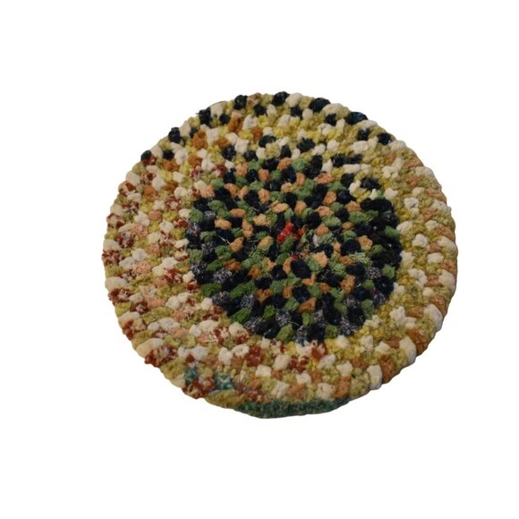 2 Vintage 1970's Chanille Rag Rug Trivets Table Pads Size 12in & 8in - Picture 3 of 7